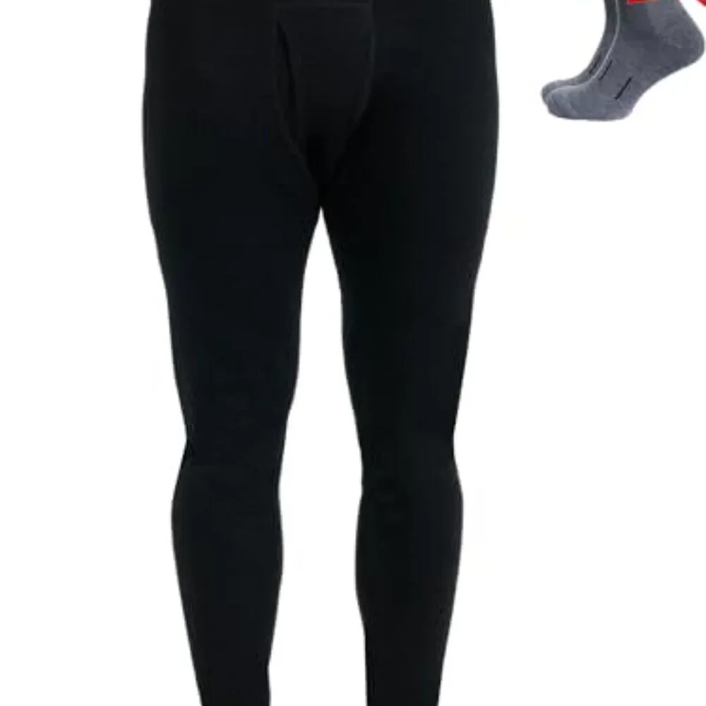 Men's Merino Wool Thermal Base Layer Pants Midweight Classic Comfort Fit_2